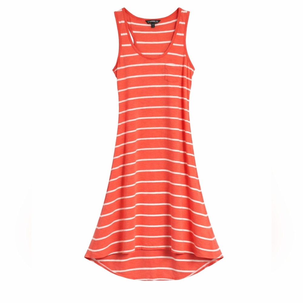 Express Coral Striped Tank Dress - Size M